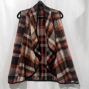Women’s Plaid Open Front Fall Hunter Flannel Vest Sz S/M